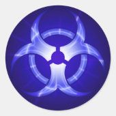 Shining Blue Biohazard Symbool Sticker (Voorkant)