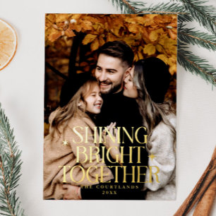 Shining Bright Together Sterren Familiefoto Folie Feestdagenkaart