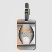 Shining Brushed Steel Monogram Bagagelabel (Voorkant (verticaal))