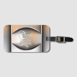 Shining Brushed Steel Monogram Bagagelabel