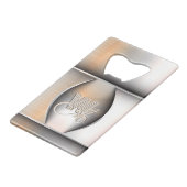 Shining Brushed Steel Monogram Creditkaart Flessenopener (Voorkant Gekanteld)