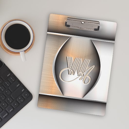 Shining Brushed Steel Monogram Klembord