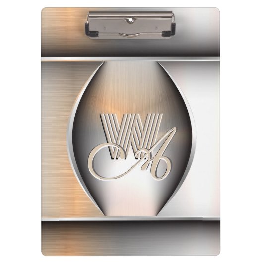Shining Brushed Steel Monogram Klembord (Voorkant)