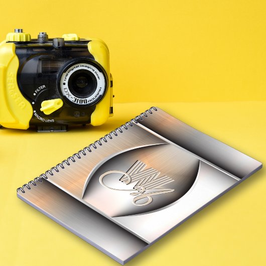 Shining Brushed Steel Monogram Notitieboek