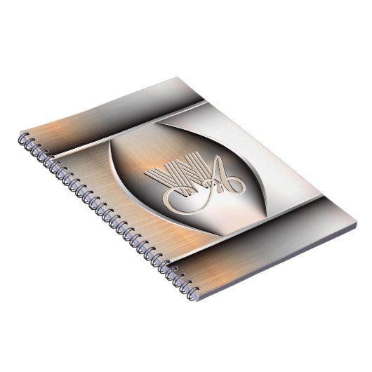 Shining Brushed Steel Monogram Notitieboek (Rechterzijde)
