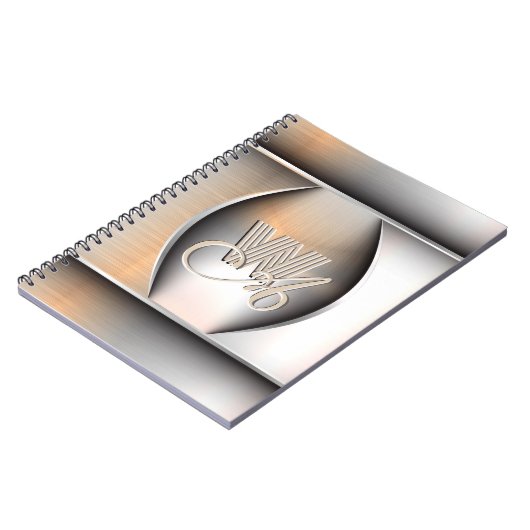 Shining Brushed Steel Monogram Notitieboek (Linkerzijde)