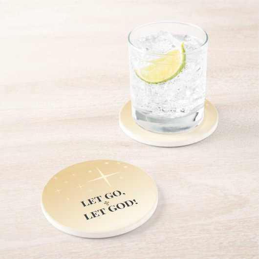 Shining Cross Let Go Let God Stars Zandsteen Onderzetter (Zijkant)