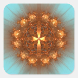 Shining Cross Mandala Vierkante Sticker