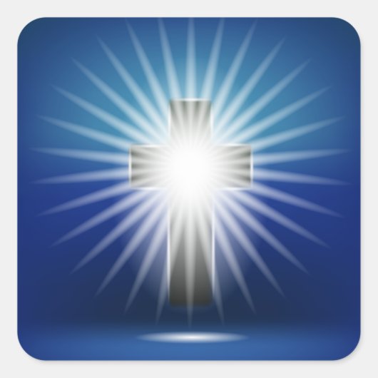 Shining Cross Vierkante Sticker (Voorkant)