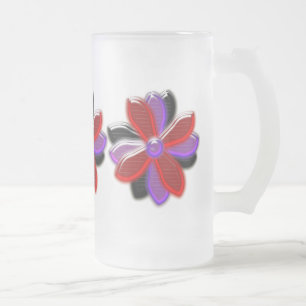 Shining Daisy Flowers Large Frosted Glass Mok