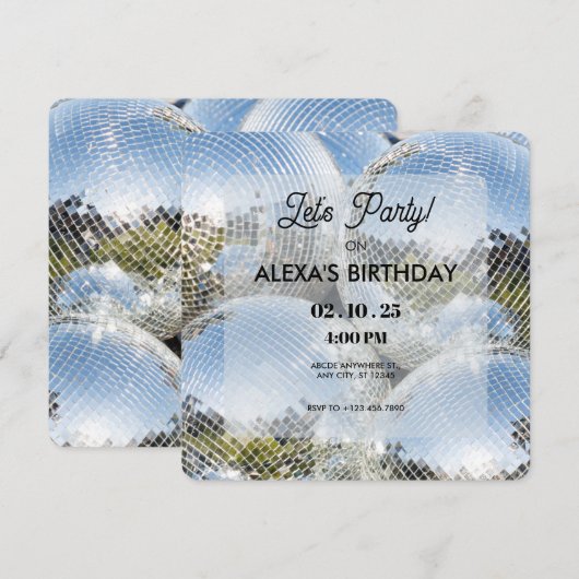 Shining Disco Ball Party Kaart (Voorkant / Achterkant)