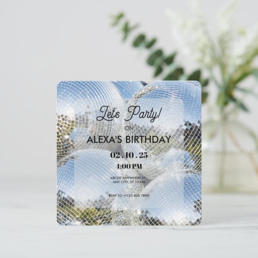 Shining Disco Ball Party Kaart (Staand voorkant)