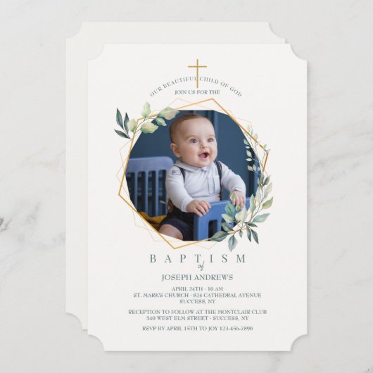 Shining Glory Foto Religieuze Uitnodiging (Voorkant / Achterkant)