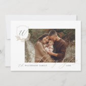 Shining Glory Winter Garland Monogram Crest Foto Feestdagenkaart (Voorkant)