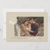 Shining Glory Winter Garland Monogram Crest Foto Feestdagenkaart (Voorkant)