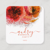 Shining Gold Floral Script Signature Monogram Vierkante Visitekaartje (Voorkant)