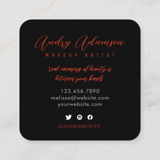 Shining Gold Floral Script Signature Monogram Vierkante Visitekaartje (Achterkant)