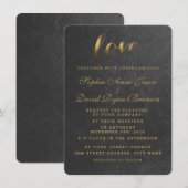 Shining Gold Foil Love Black Weddenite Kaart (Voorkant / Achterkant)