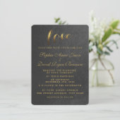 Shining Gold Foil Love Black Weddenite Kaart (Staand voorkant)