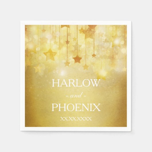 Shining Gold Stars Trouwservet Servetten (Voorkant)