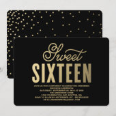 Shining Gold | Uitnodiging voor sixteen (Voorkant / Achterkant)