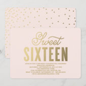 Shining Gold | Uitnodiging voor sixteen (Voorkant / Achterkant)