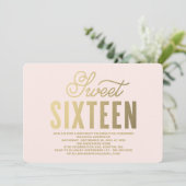 Shining Gold | Uitnodiging voor sixteen (Staand voorkant)