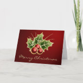 Shining Holly Berry-kerstdesign Feestdagen Kaart (Voorkant)