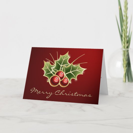 Shining Holly Berry-kerstdesign Feestdagen Kaart (Voorkant)