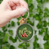 Shining Holly Berry-kerstgroen Sleutelhanger (Hand)