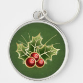 Shining Holly Berry-kerstgroen Sleutelhanger (Voorkant)
