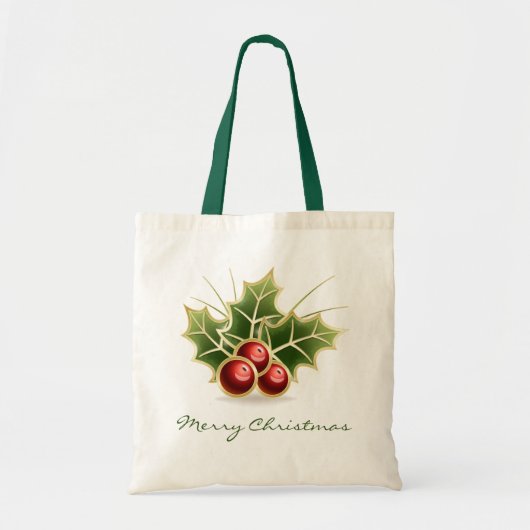 Shining Holly Berry personalizable Tote Bag (Voorkant)