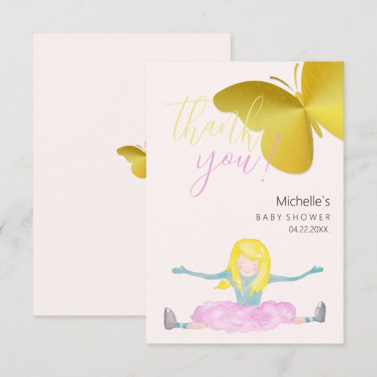 Shining Like A Girl Waterverf Illustratie Bedankkaart (Voorkant / Achterkant)