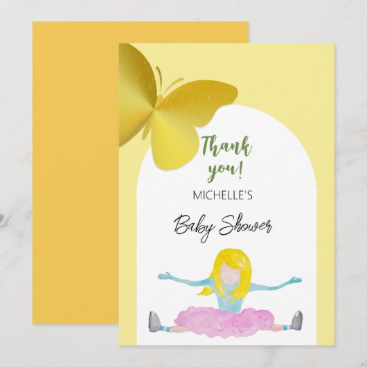 Shining Like A Girl Waterverf Illustratie Bedankkaart (Voorkant / Achterkant)