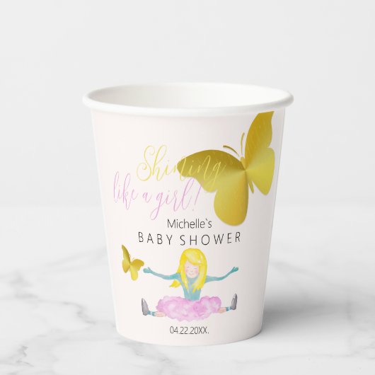 Shining Like A Girl Waterverf Illustratie Papieren Bekers (Achterkant)