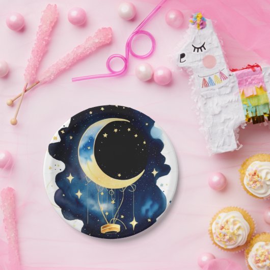 Shining Moon & Stars Baby shower Party Papieren Bordje (Feest)