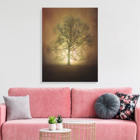 Shining Oak Tree Canvas Print (Insitu (Woonkamer))