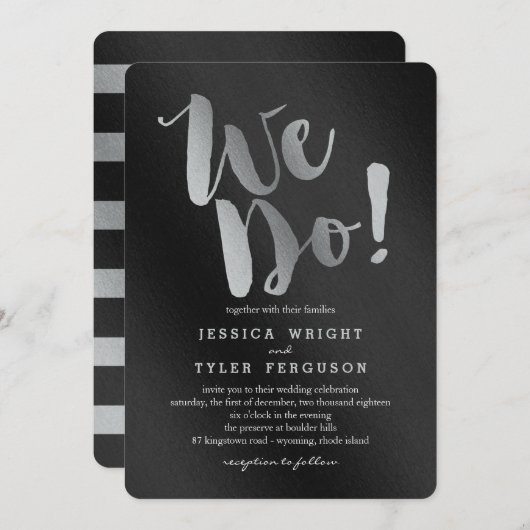 Shining Promise Bruiloft Uitnodigingen Zilver (Voorkant / Achterkant)