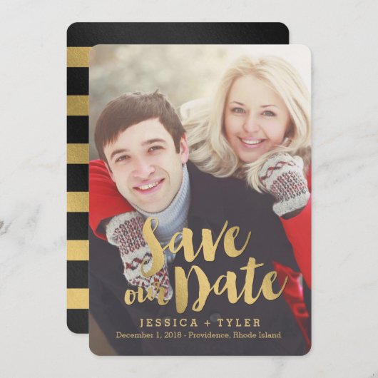 Shining Promise Sla de datum fotokaart op Save The Date (Voorkant / Achterkant)