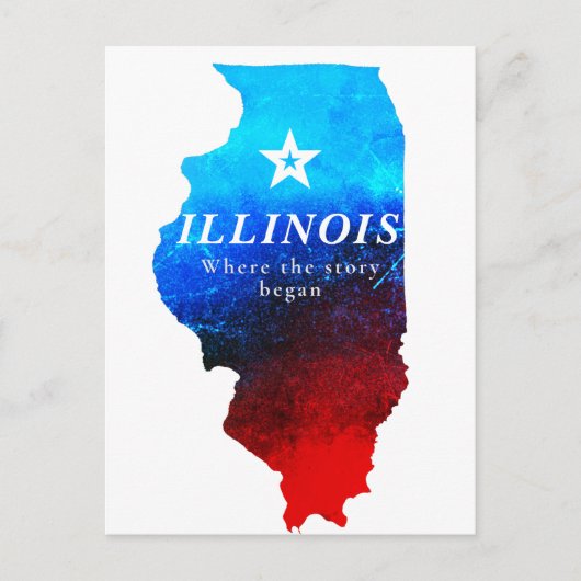 Shining Red Blue Glitter Map of State of Illinois Briefkaart (Voorkant)