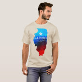 Shining Red Blue Glitter Map of State of Illinois T-shirt (Voorkant volledig)
