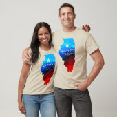 Shining Red Blue Glitter Map of State of Illinois T-shirt (Unisex)