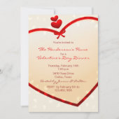 Shining Red Heart Valentijnsdag Party Invite Kaart (Voorkant)