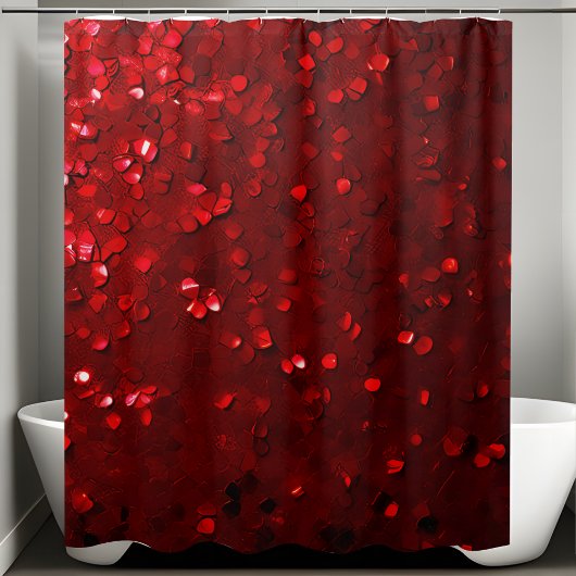 Shining Red Sequin Douchegordijn