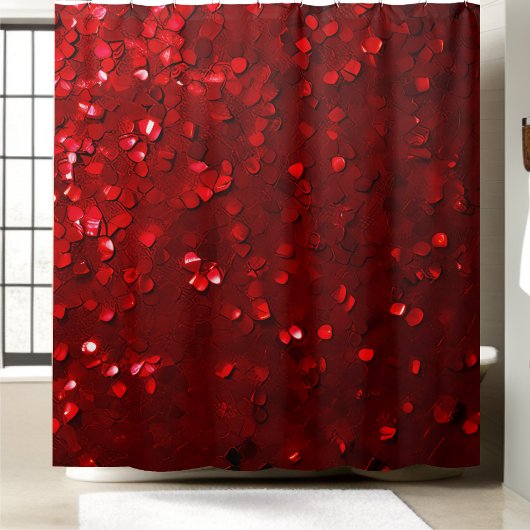 Shining Red Sequin Douchegordijn