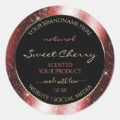 Shining Red Sparkle Glitter Lijst Productlabel Ronde Sticker (Voorkant)
