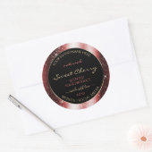Shining Red Sparkle Glitter Lijst Productlabel Ronde Sticker (Envelop)