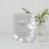 Shining Silver Botanical ingelijst RSVP Folie Uitnodiging Briefkaart (Staand Voorkant)