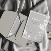 Shining Silver Botanical ingelijst RSVP Folie Uitnodiging Briefkaart