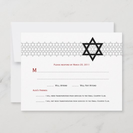 Shining Star Bar Mitzvah RSVP (Achterkant)